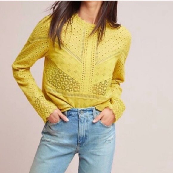 Anthropologie James Coviello Boho Burnham Lace Top Size Small - Picture 1 of 9